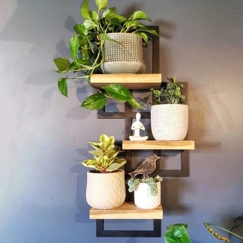 Metal Framed Triple Floating Shelves - myhomestore.com.pk