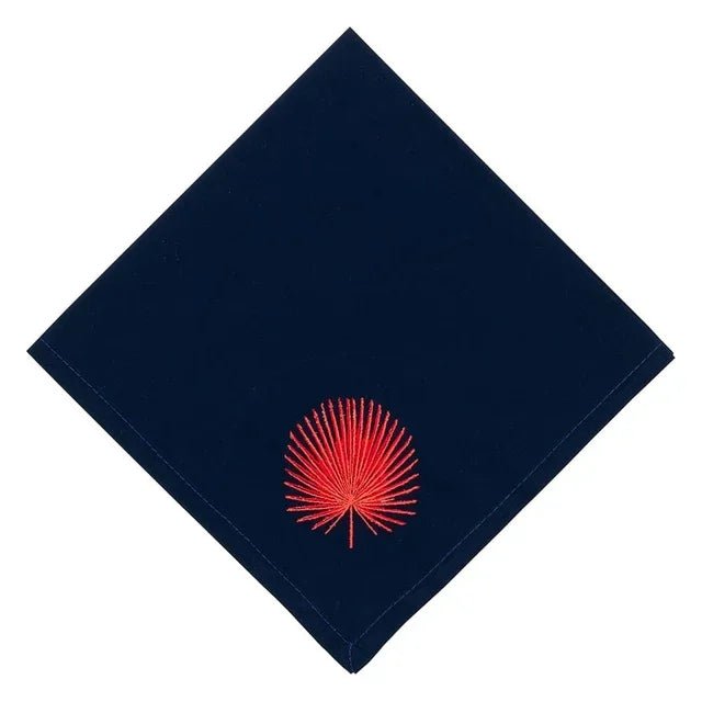 Navy Mats With Coral Fan Leaf Embroidered - myhomestore.com.pk