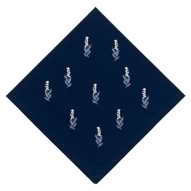 Navy Napkins with Off White and Blue Atena Small Flowers embroidered - myhomestore.com.pk