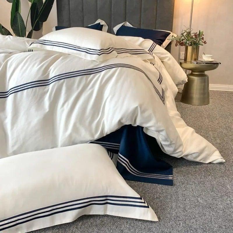 New Embroidered Luxury Baratta Stitch Tetra Line Duvet Set - myhomestore.com.pk