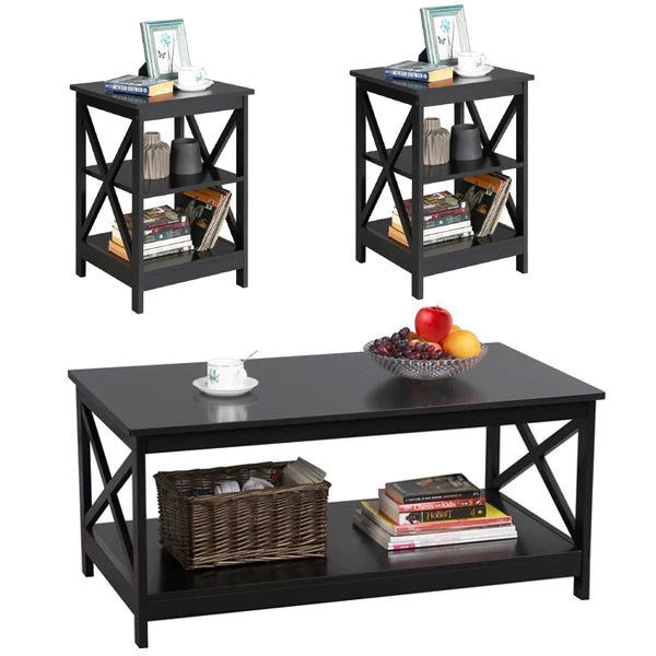 X-Design center Table with Side Table Black