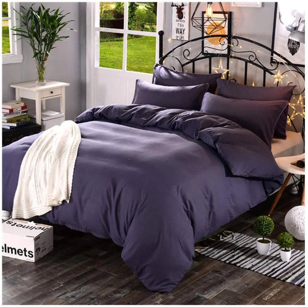 Plain Dyed Duvet Set (Purple) - myhomestore.com.pk