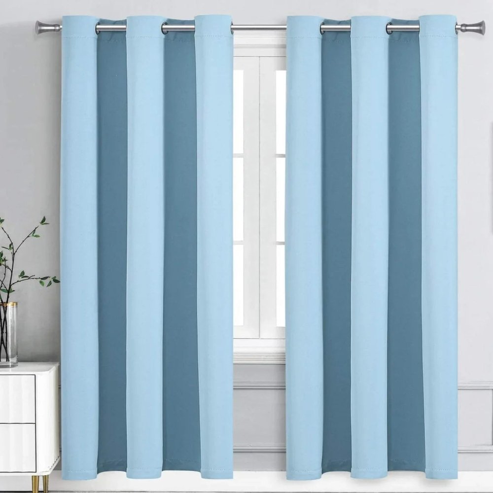 Plain Dyed Eyelet Curtain with linning (Sky - Blue) - myhomestore.com.pk