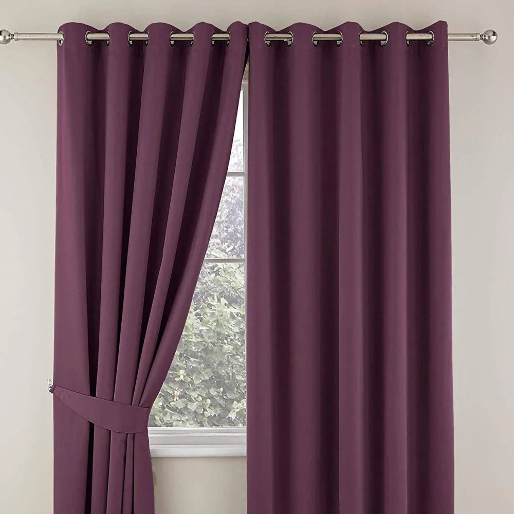 Plain Dyed Eyelet Curtains with linning (Purple) - myhomestore.com.pk