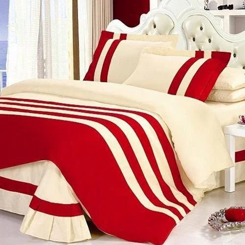 Red & Off white Stripe Duvet Set - myhomestore.com.pk