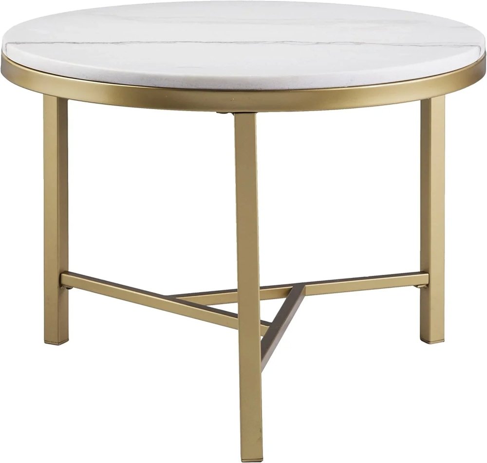 Round Table - Geometric Champagne Gold Frame - myhomestore.com.pk