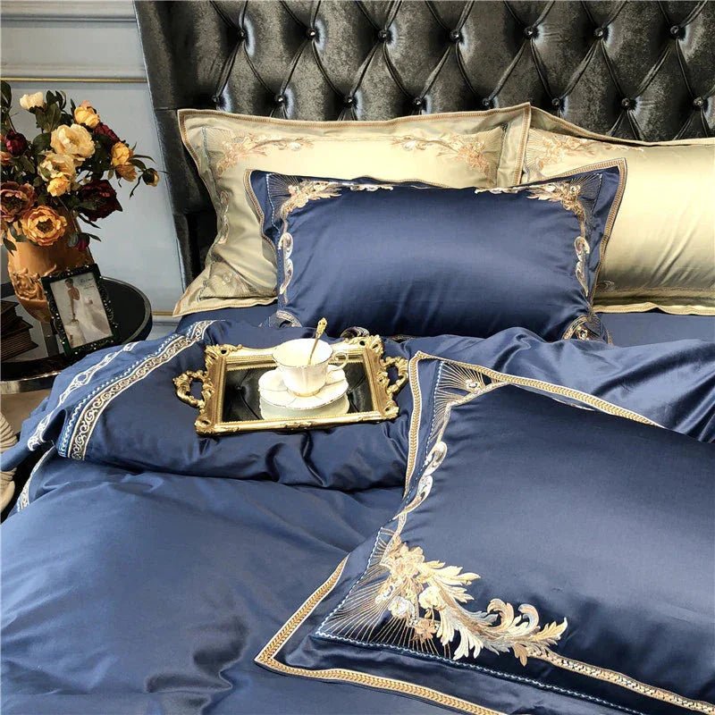 Royal Blue Exquisite Embroidery Duvet Set - myhomestore.com.pk