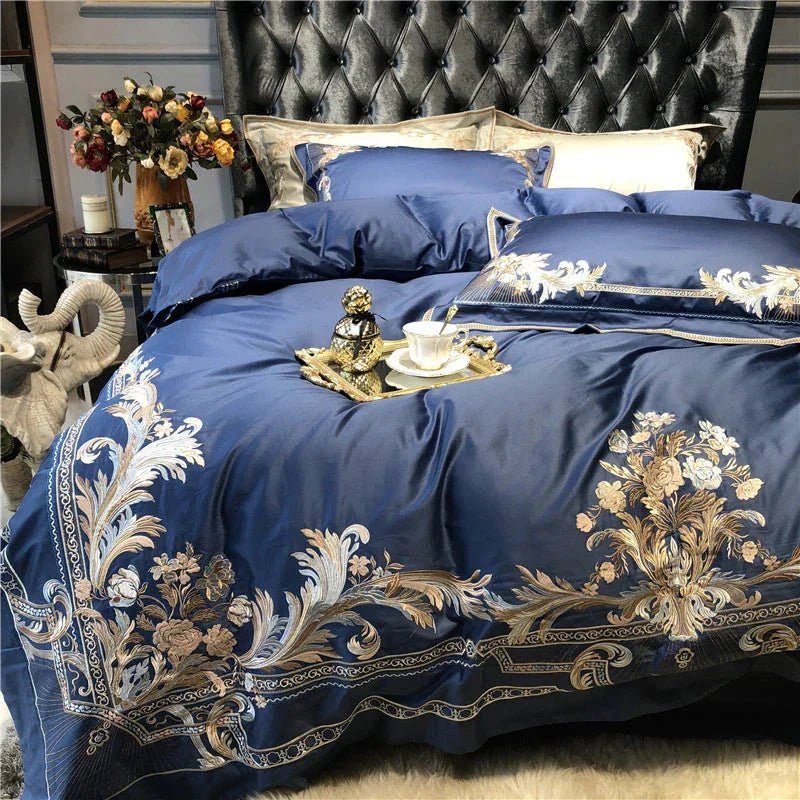 Royal Blue Exquisite Embroidery Duvet Set - myhomestore.com.pk