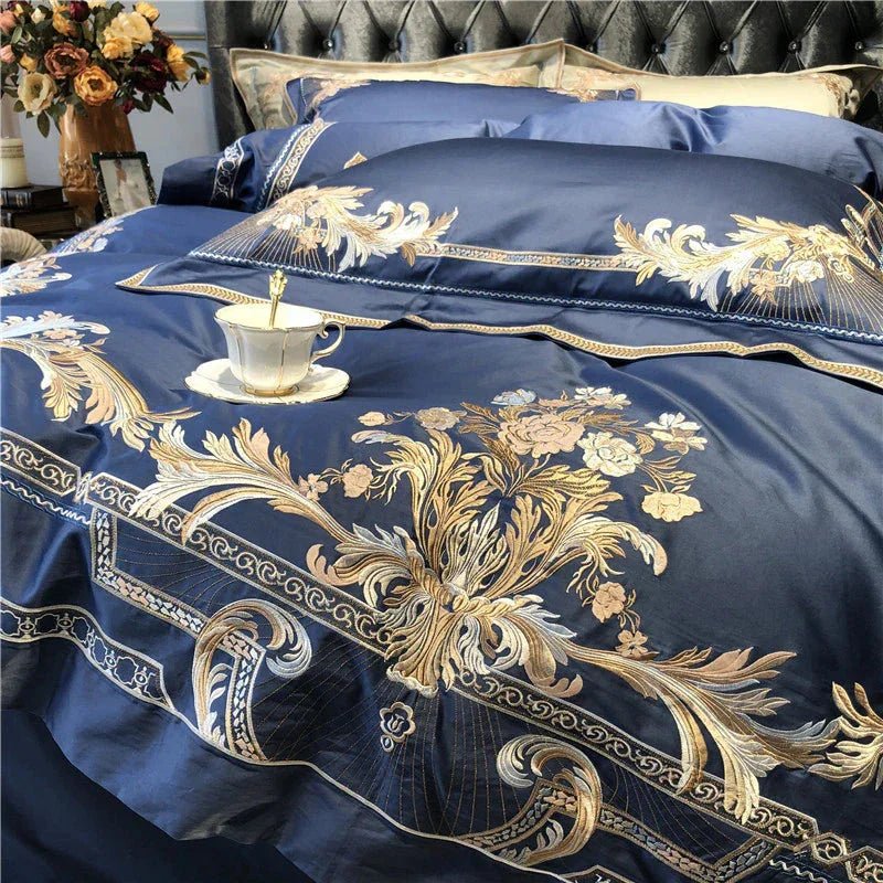 Royal Blue Exquisite Embroidery Duvet Set - myhomestore.com.pk