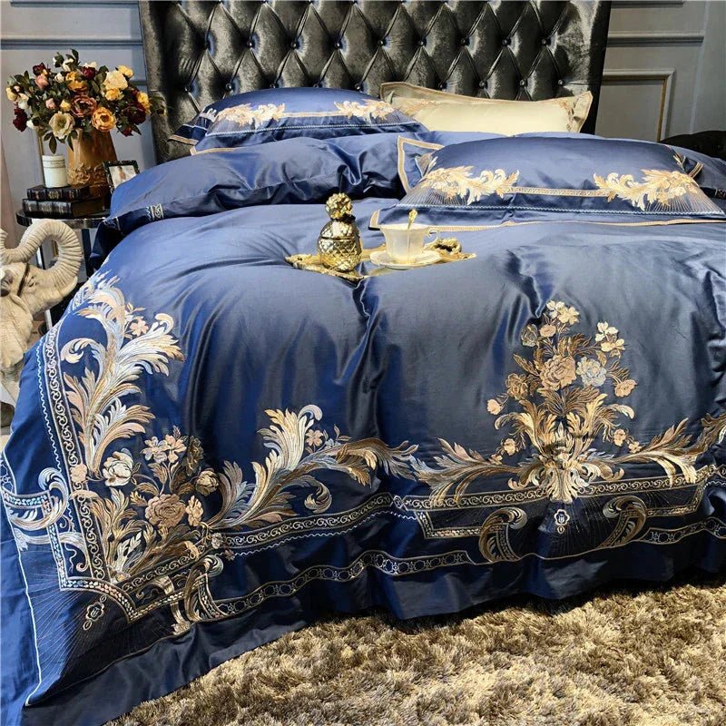 Royal Blue Exquisite Embroidery Duvet Set - myhomestore.com.pk