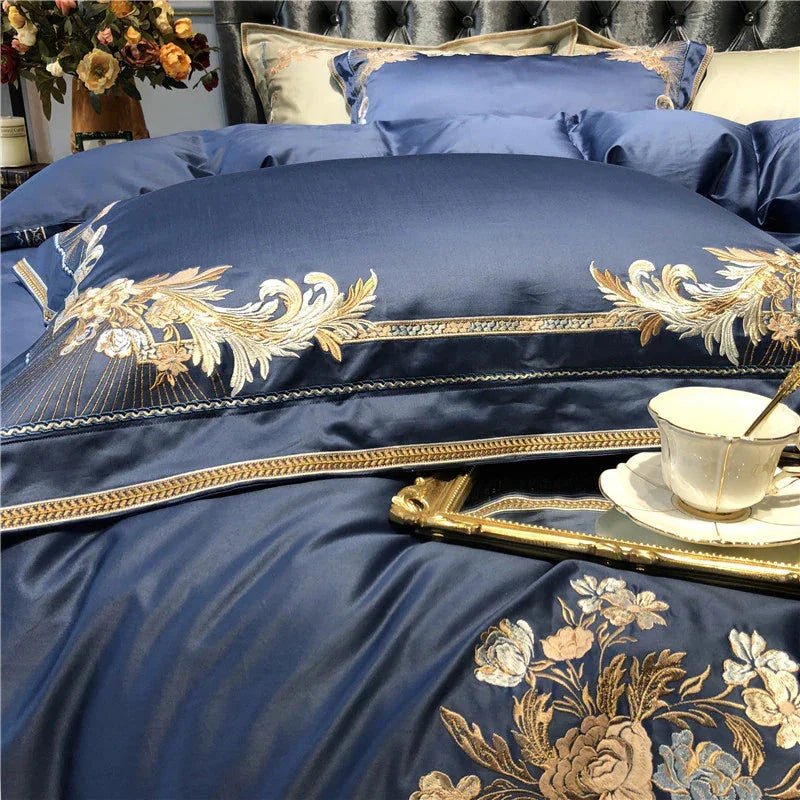 Royal Blue Exquisite Embroidery Duvet Set - myhomestore.com.pk