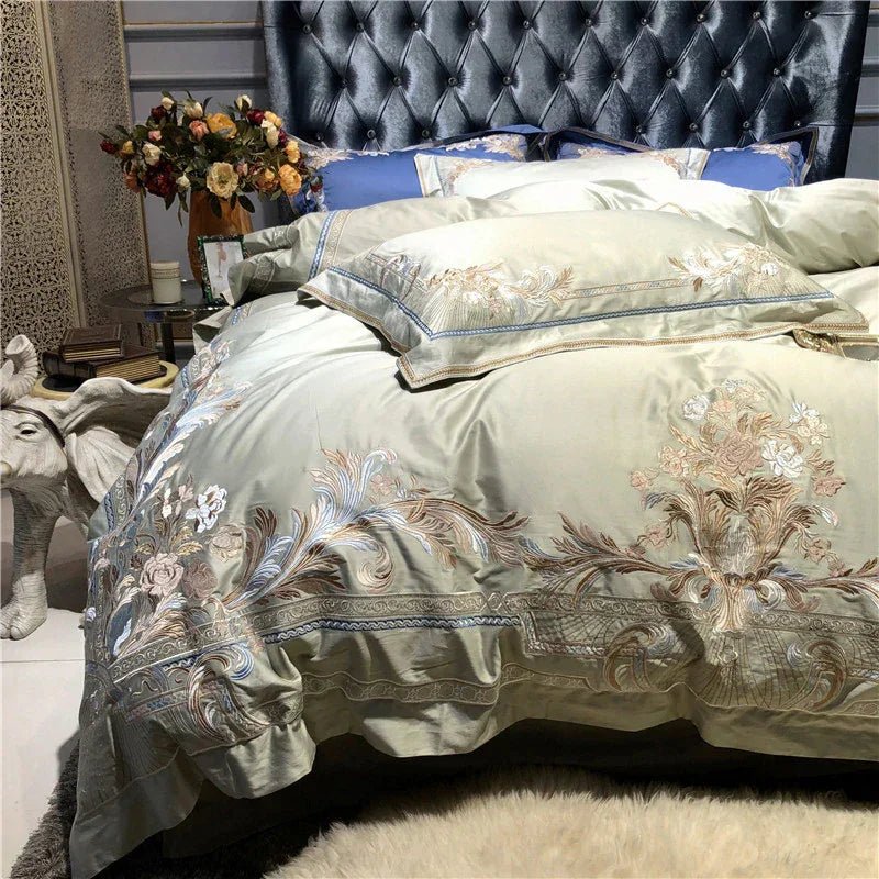 Royal Pistachio Exquisite Embroidery Duvet Set - myhomestore.com.pk