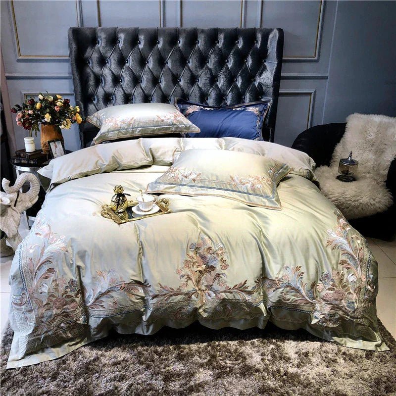 Royal Pistachio Exquisite Embroidery Duvet Set - myhomestore.com.pk