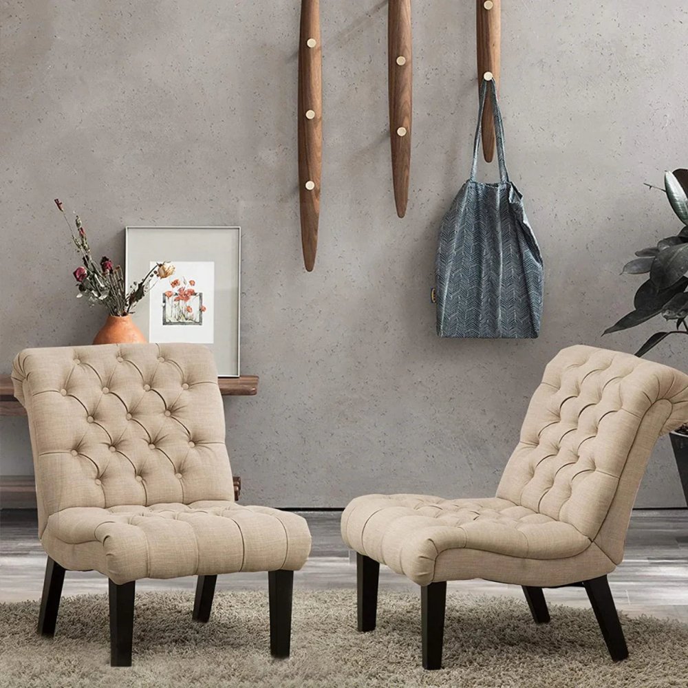 Set Of 2 Bedroom Armless Chairs Accent Lounge Chair - myhomestore.com.pk