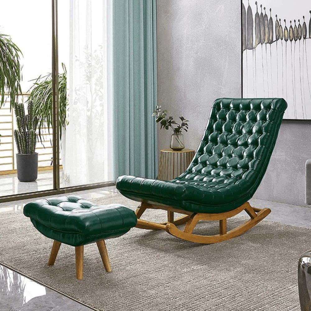 Solid Wood Rocking Chair with Footrest - myhomestore.com.pk