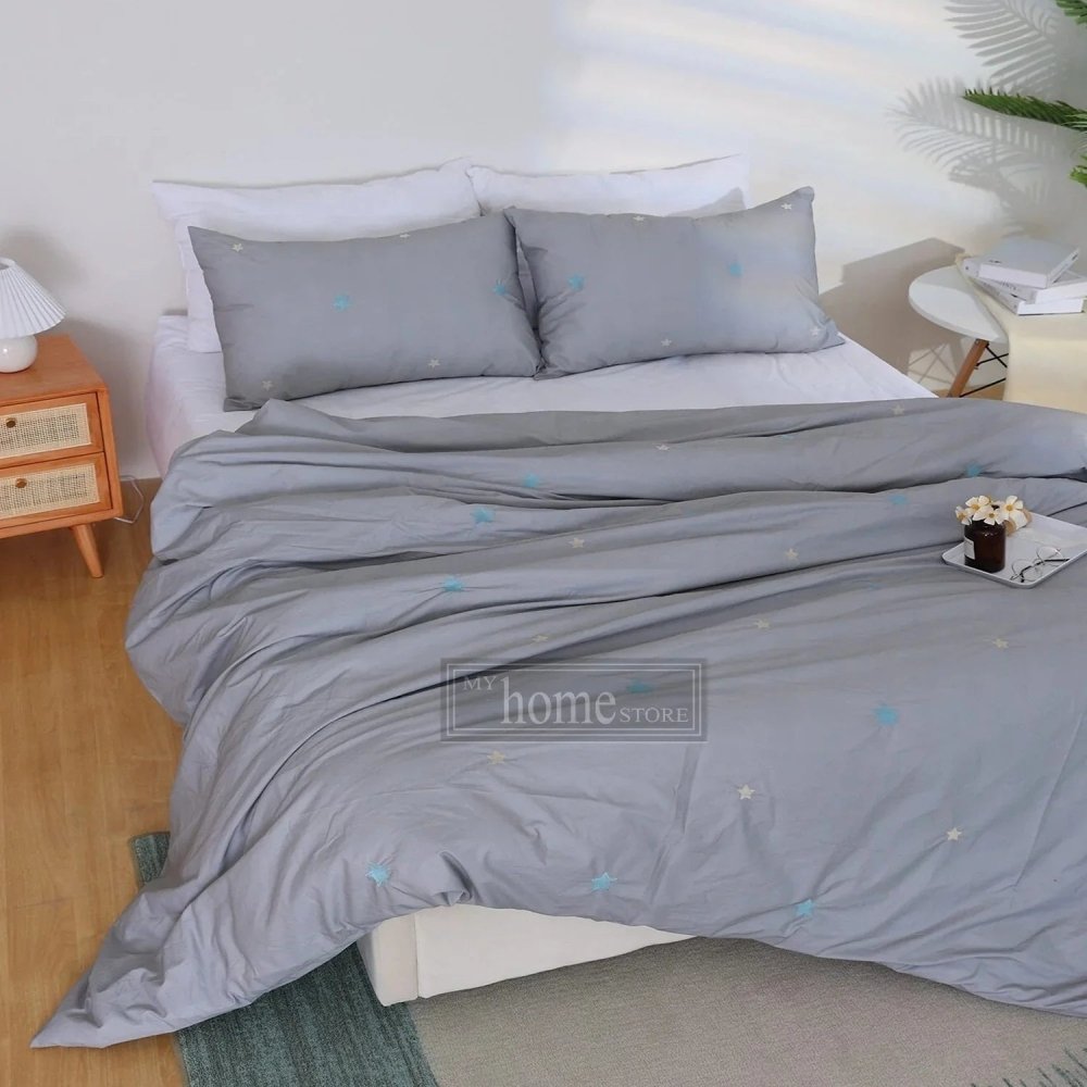 Star Embroidered Duvet Cover Set - myhomestore.com.pk