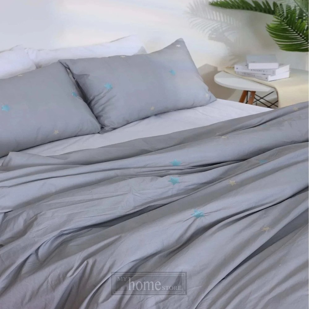 Star Embroidered Duvet Cover Set - myhomestore.com.pk