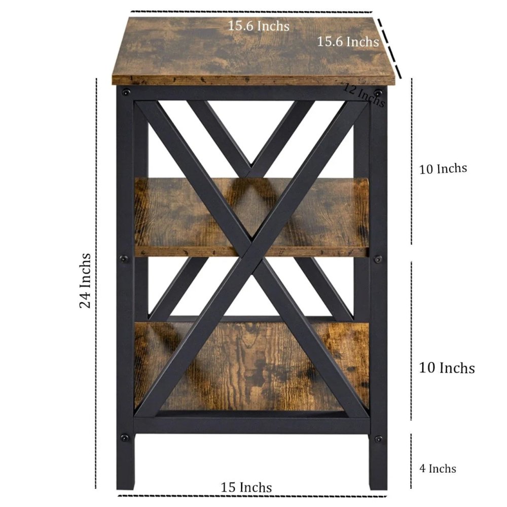 Topeakmart 3 Tiers Sofa Side End Table X Frame - myhomestore.com.pk