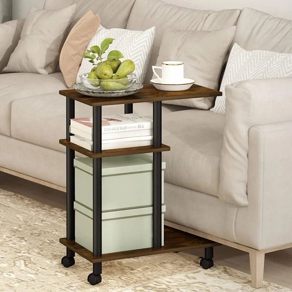 U - Shaped Side Table with Casters - myhomestore.com.pk