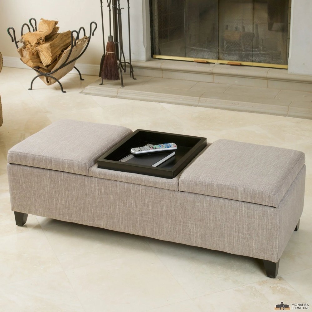 Upholstered Storage Bench with Tray - myhomestore.com.pk