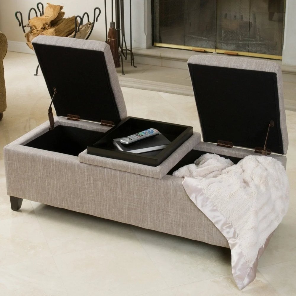 Upholstered Storage Bench with Tray - myhomestore.com.pk