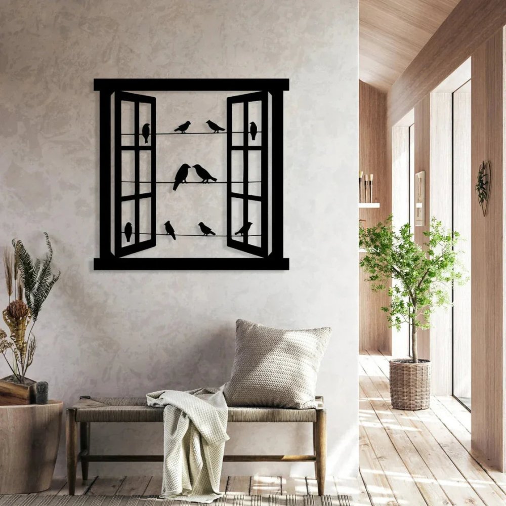WINDOW AND BIRDS - Metal Wall Decor - myhomestore.com.pk