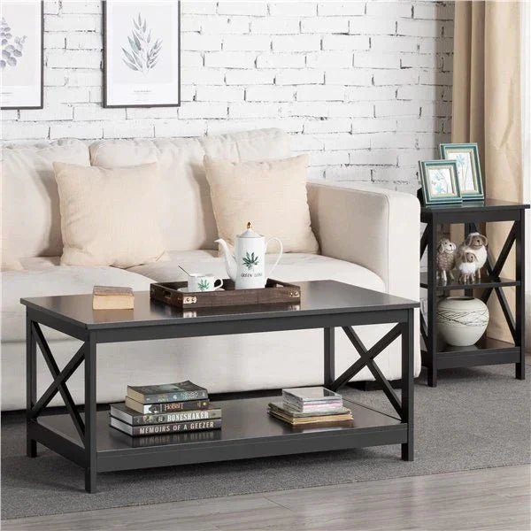X - Design center Table with Side Table Black - myhomestore.com.pk