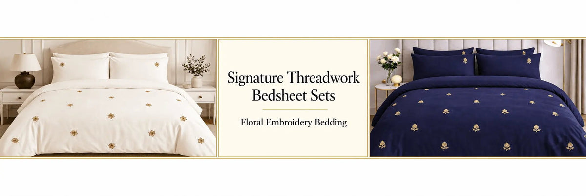 Signature Threadwork Bedsheet Sets – Floral Embroidery Bedding - myhomestore.com.pk