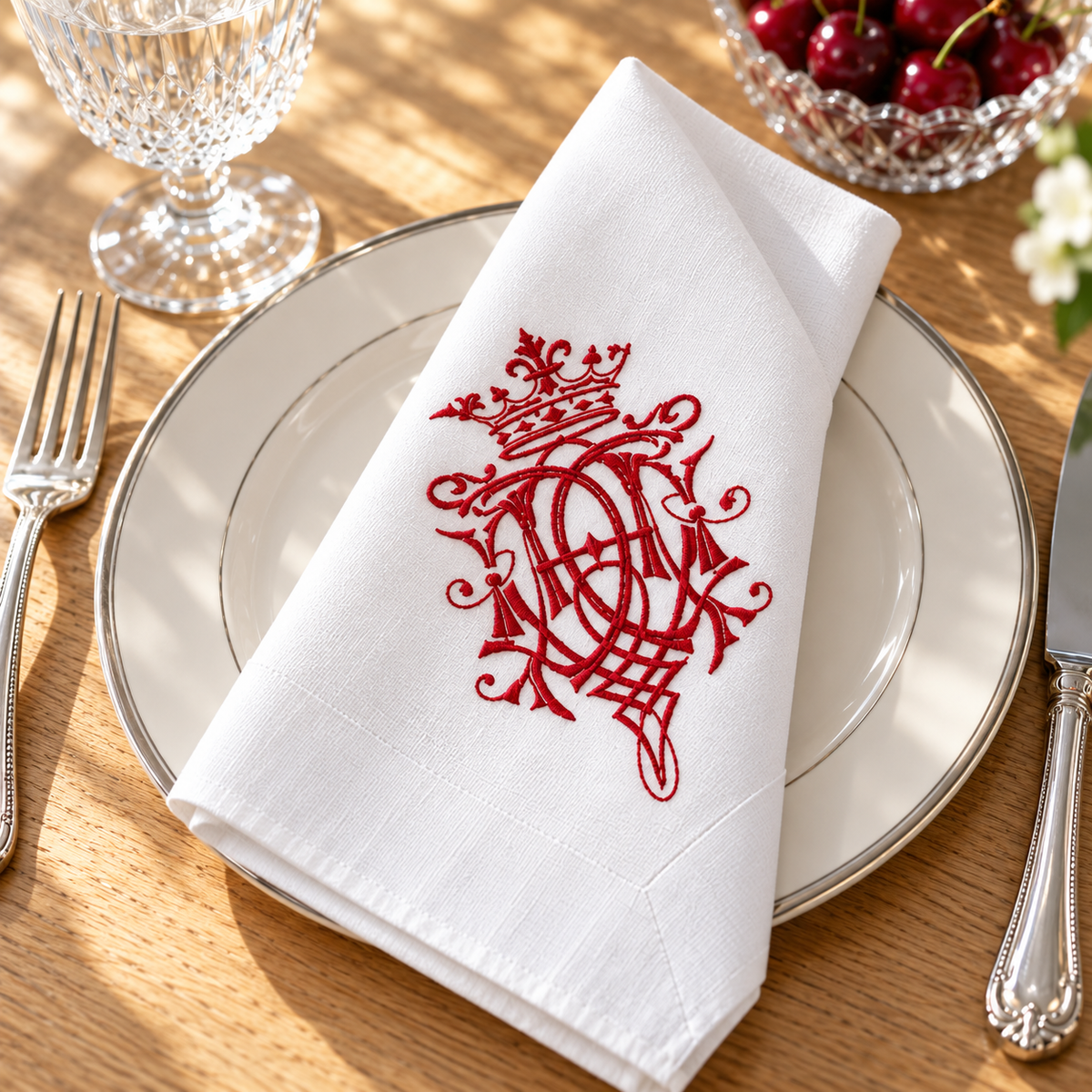 Elegant Monogram Dining Napkin Set
