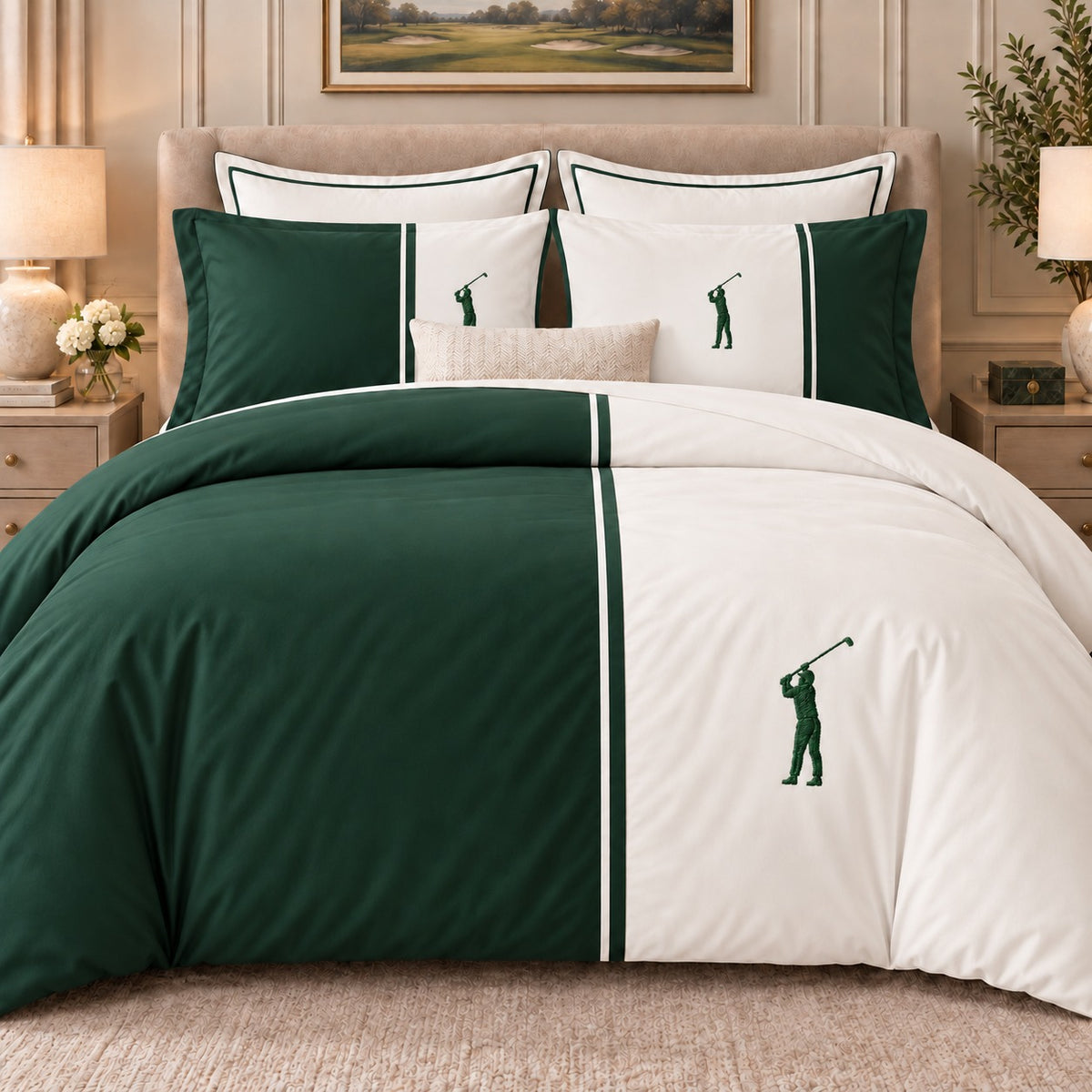 Premium Golf Club Embroidered Bedding Set