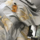 Cotton Satin Flower Embroidery Duvet Set - myhomestore.com.pk