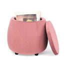Velvet Round Storage Ottoman with Removable Lid, Footrest Stool - myhomestore.com.pk
