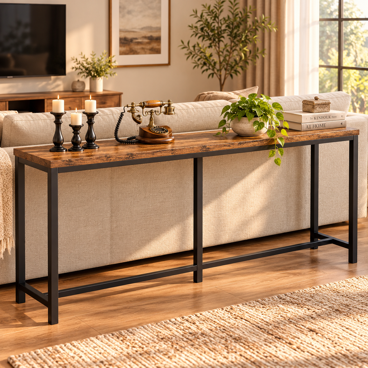 Modern Extra Long Narrow Console Sofa Table