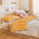 Plain Dyed Duvet with pom pom lace - myhomestore.com.pk