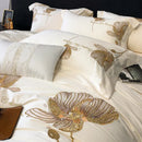 Cotton Satin Flower Embroidery Duvet Set - myhomestore.com.pk