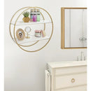 MDF and Metal Round Wall Shelf, White/Gold 24" Diameter - myhomestore.com.pk