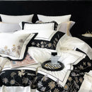 Flowers Butterfly Dragonfly Embroidery Duvet Set - myhomestore.com.pk