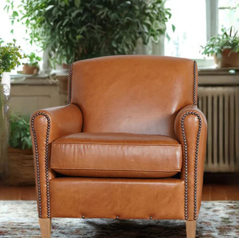 Modern Upholstered Armchair Nailhead Trim Accent Chair