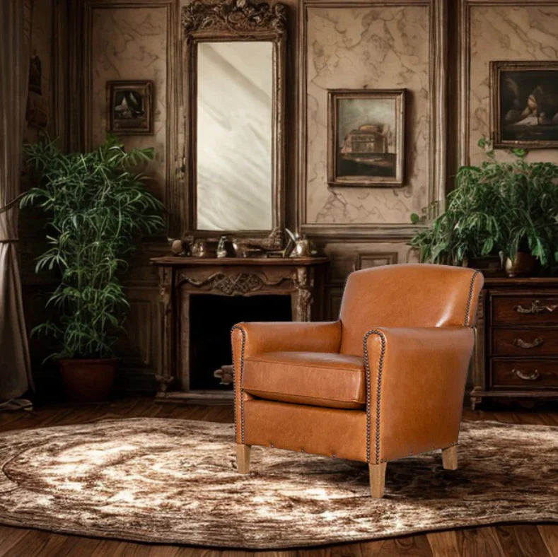 Modern Upholstered Armchair Nailhead Trim Accent Chair