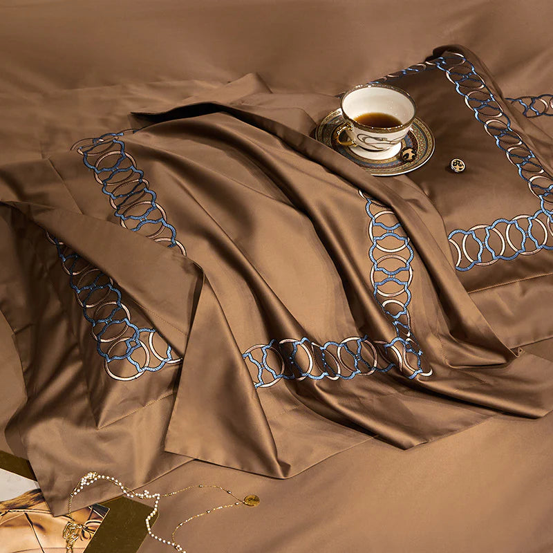 Luxury Cotton Satin Circle Embroidery Duvet Set