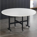 Mobile Folding Dining Table with 6 Wheels, Marble Texture Table Top - myhomestore.com.pk