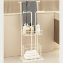 Free Standing Towel Rack with Laundry Hamper Basket Metal Towel Stand - myhomestore.com.pk