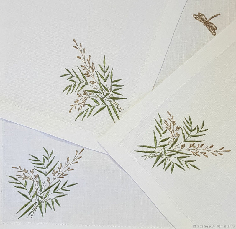 Napkin with embroidery "Summer herbs" Embroidered  Napkins
