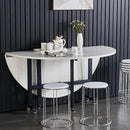 Mobile Folding Dining Table with 6 Wheels, Marble Texture Table Top - myhomestore.com.pk