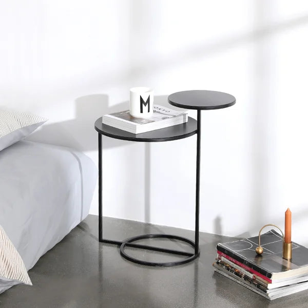 Modern Metal 2-Tiered Double Tray Side Table