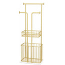 Free Standing Towel Rack with Laundry Hamper Basket Metal Towel Stand - myhomestore.com.pk