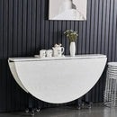 Mobile Folding Dining Table with 6 Wheels, Marble Texture Table Top - myhomestore.com.pk