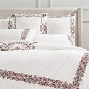 White With Maroon Royal Embroidery Duvet Set - myhomestore.com.pk