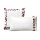 White With Maroon Royal Embroidery Duvet Set - myhomestore.com.pk