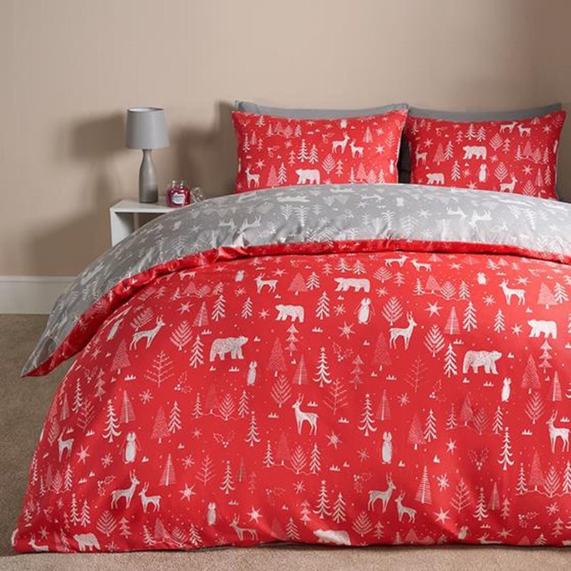 Red Printed Bedsheet (3pcs) X-Mas